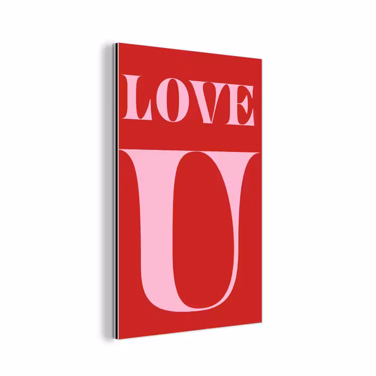 Aluminium schilderij - Rood - Love - Valentijn - Roze — 1