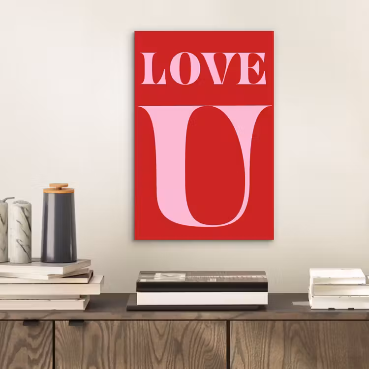 Aluminium schilderij - Rood - Love - Valentijn - Roze — 2