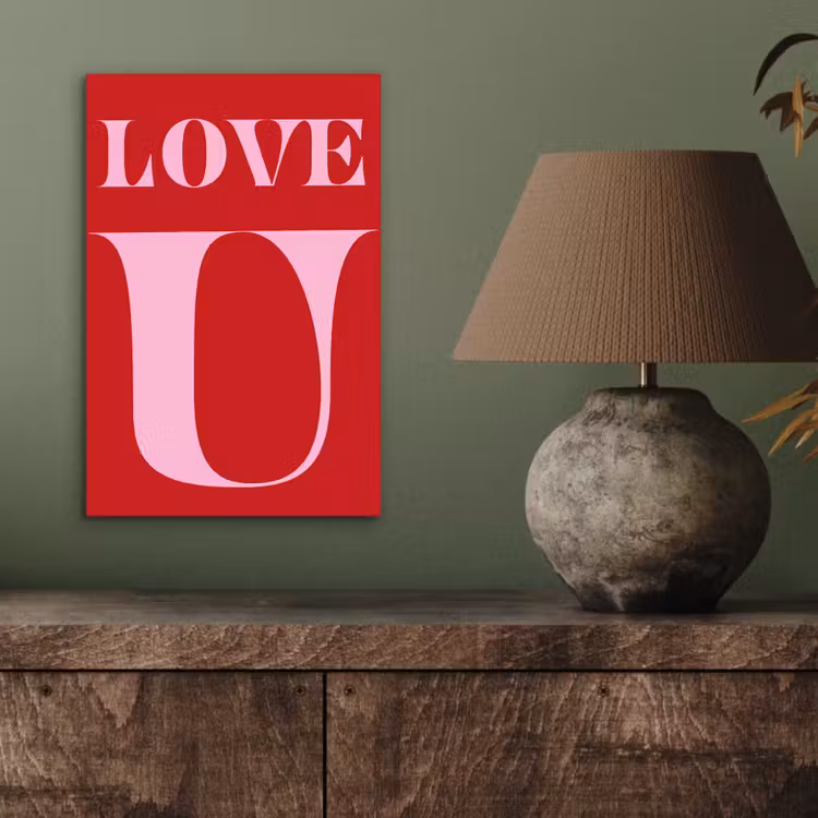 Aluminium schilderij - Rood - Love - Valentijn - Roze — 3