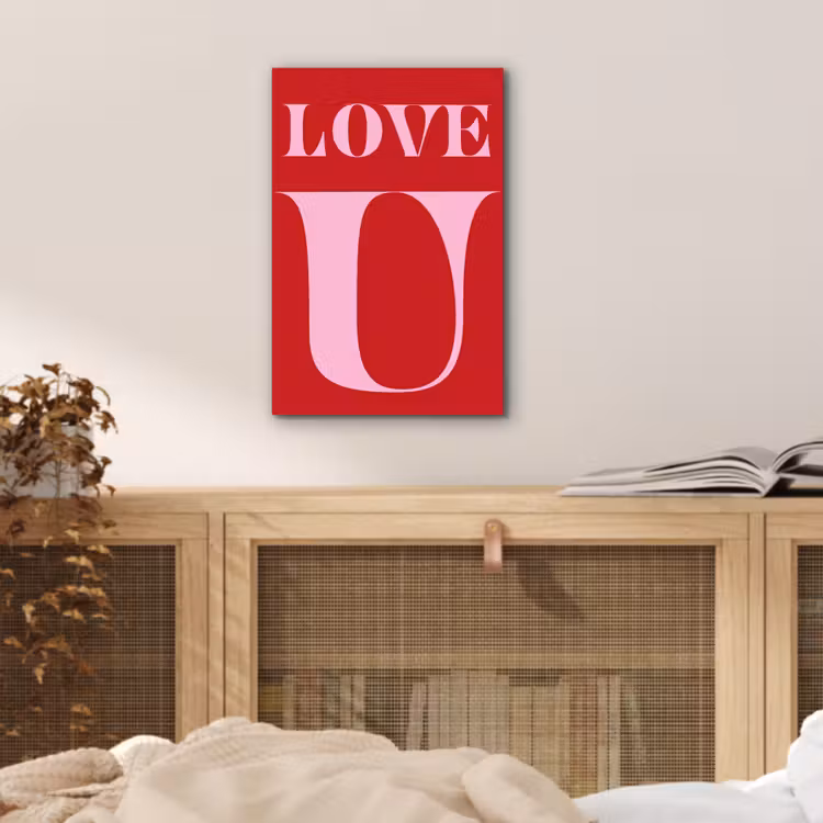 Aluminium schilderij - Rood - Love - Valentijn - Roze — 4