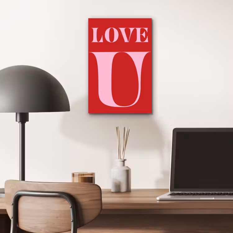 Aluminium schilderij - Rood - Love - Valentijn - Roze — 6