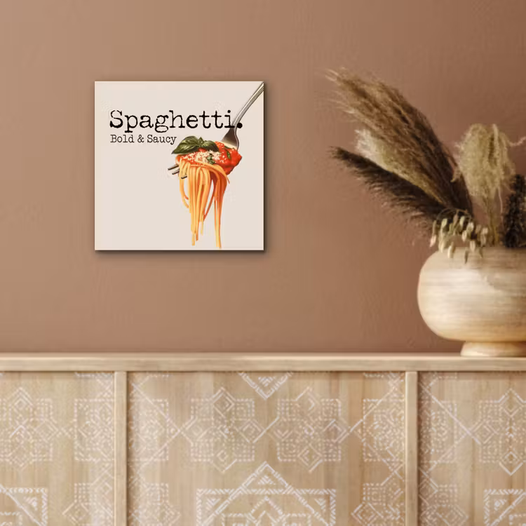 Aluminium schilderij - Spaghetti - tomatensaus - Parmezaanse kaas — 5
