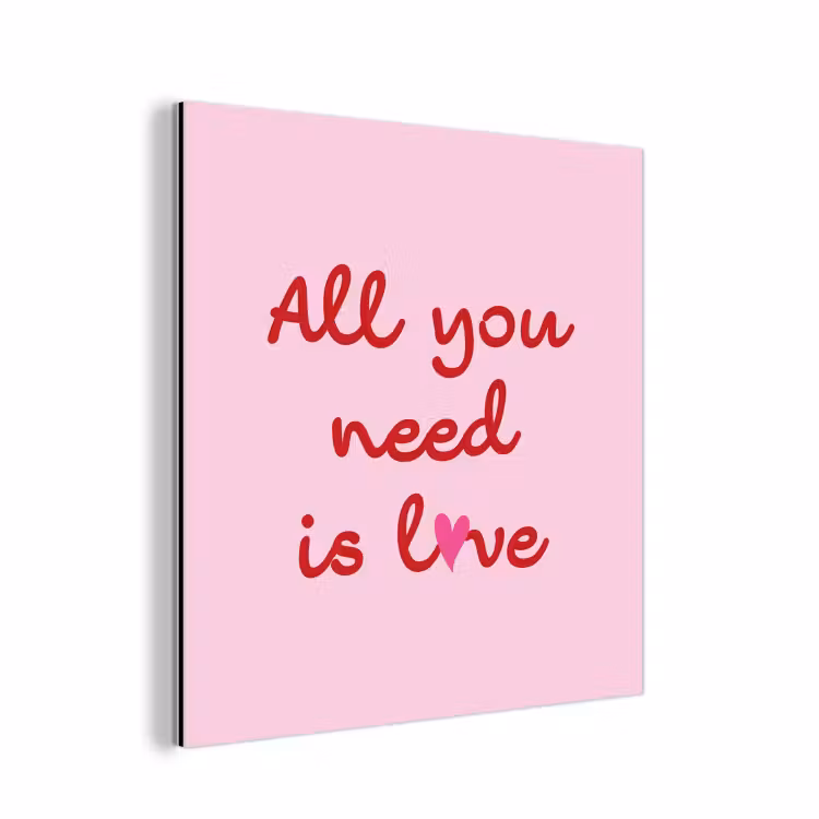 Aluminium schilderij - Tekst - Roze - Love - Hart — 1