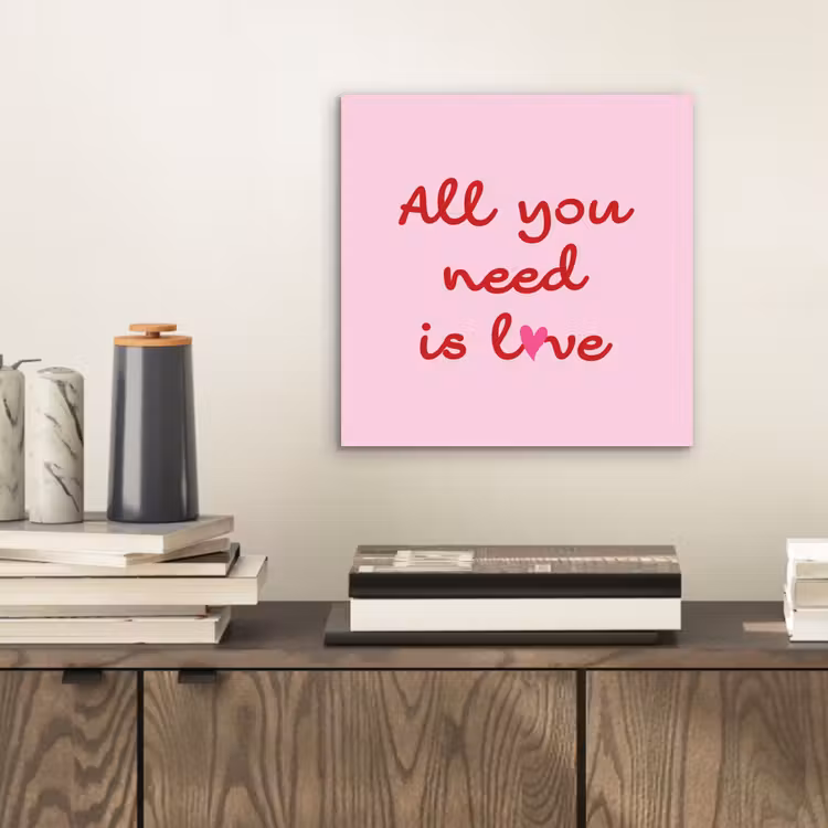 Aluminium schilderij - Tekst - Roze - Love - Hart — 2