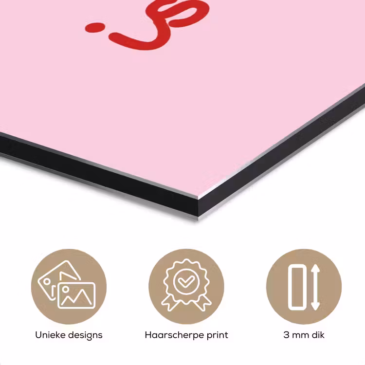 Aluminium schilderij - Tekst - Roze - Love - Hart — 7