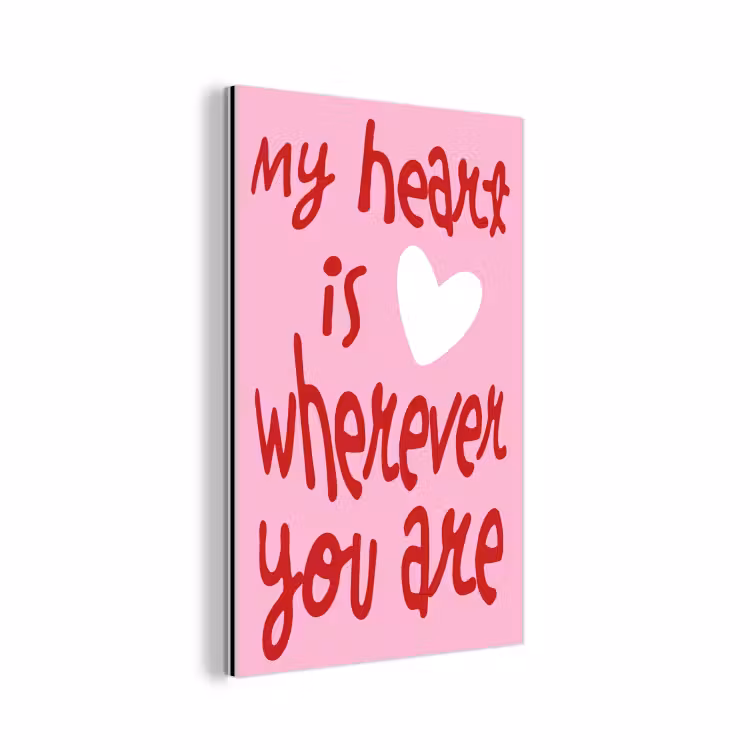 Aluminium schilderij - Valentijn - Hart - Liefde - Roze — 1