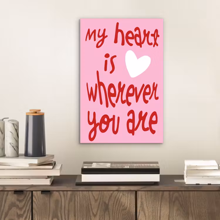 Aluminium schilderij - Valentijn - Hart - Liefde - Roze — 2