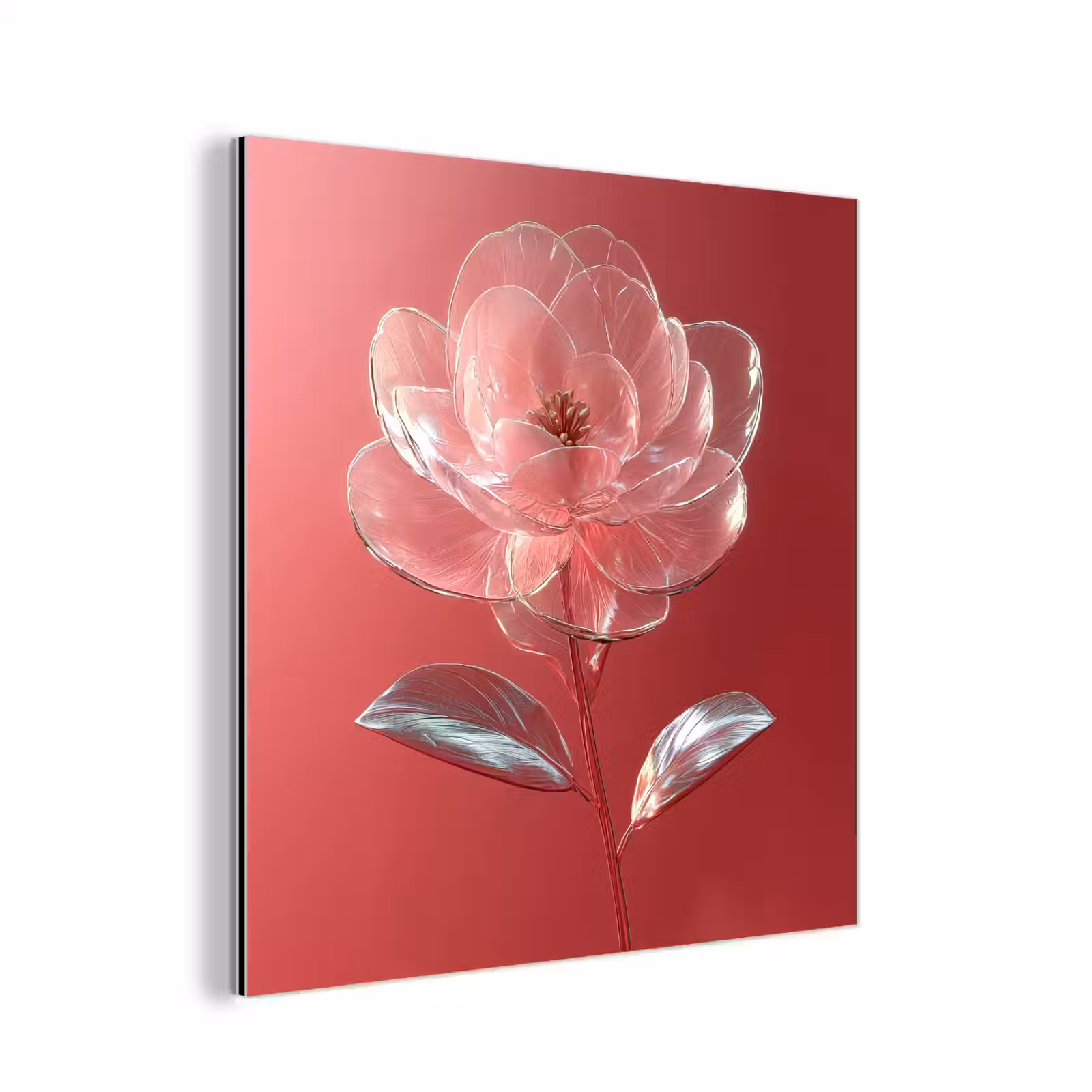 Aluminium schilderij - Sierlijk - Bloem - Roze - Glazen — 1
