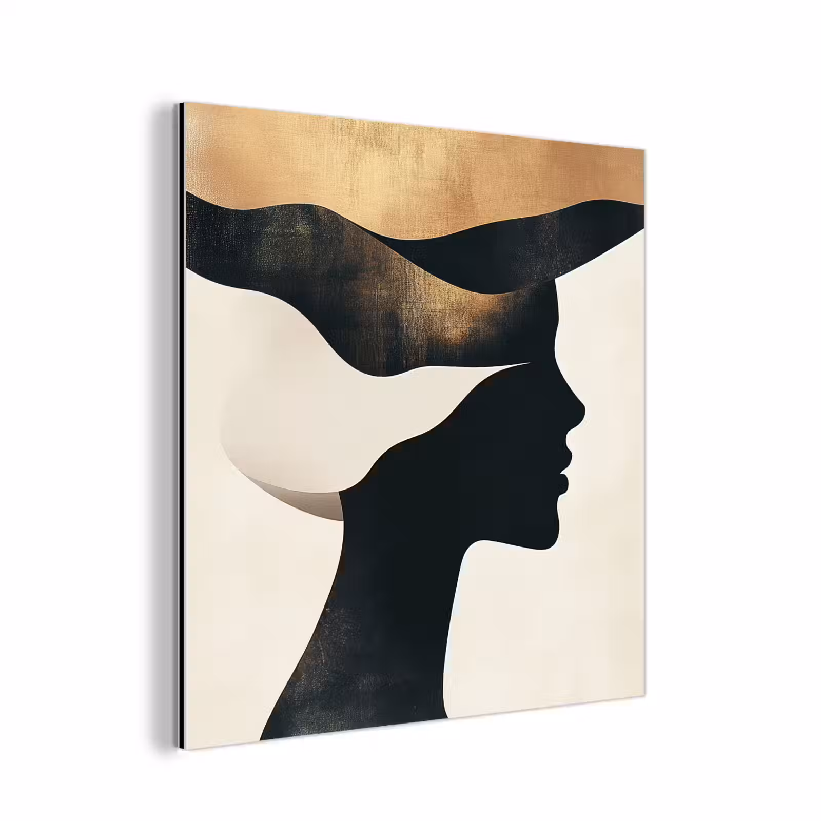 Aluminium schilderij - Vrouw - Golven - Zwart — 1