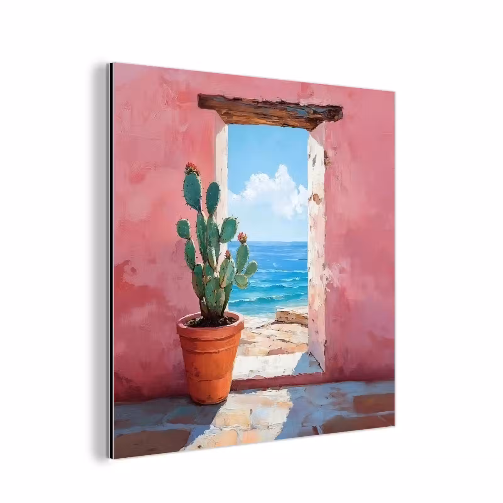 Aluminium schilderij - Zee - Roze - Cactus — 1
