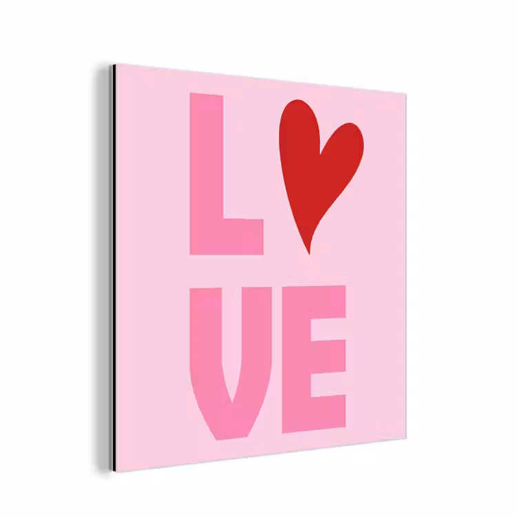 Aluminium schilderij - Love - Roze - Hart - Valentijn — 1