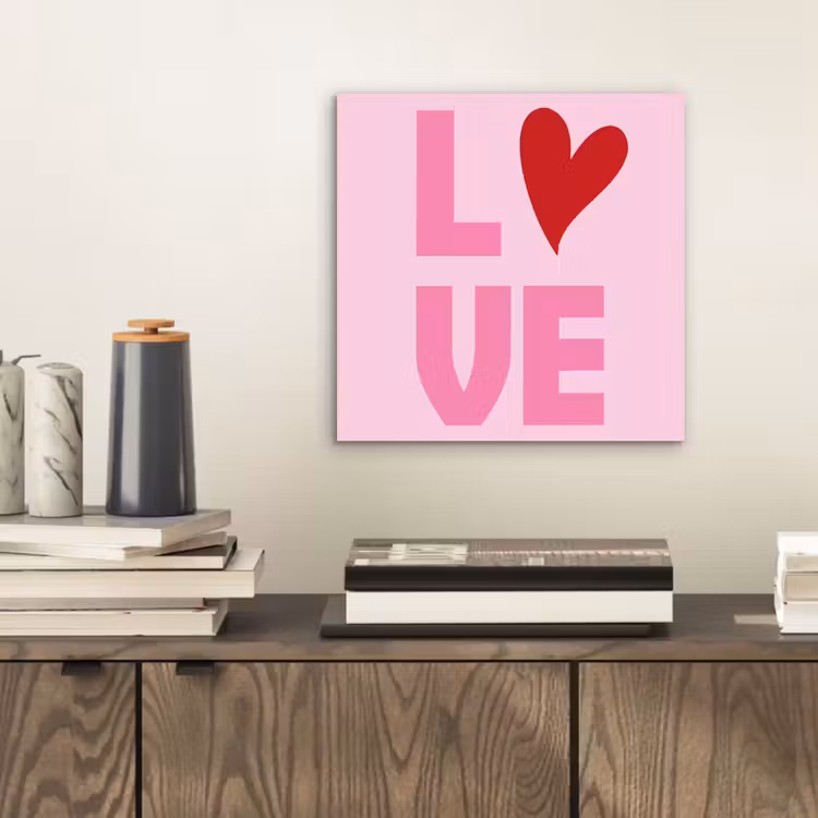 Aluminium schilderij - Love - Roze - Hart - Valentijn — 2