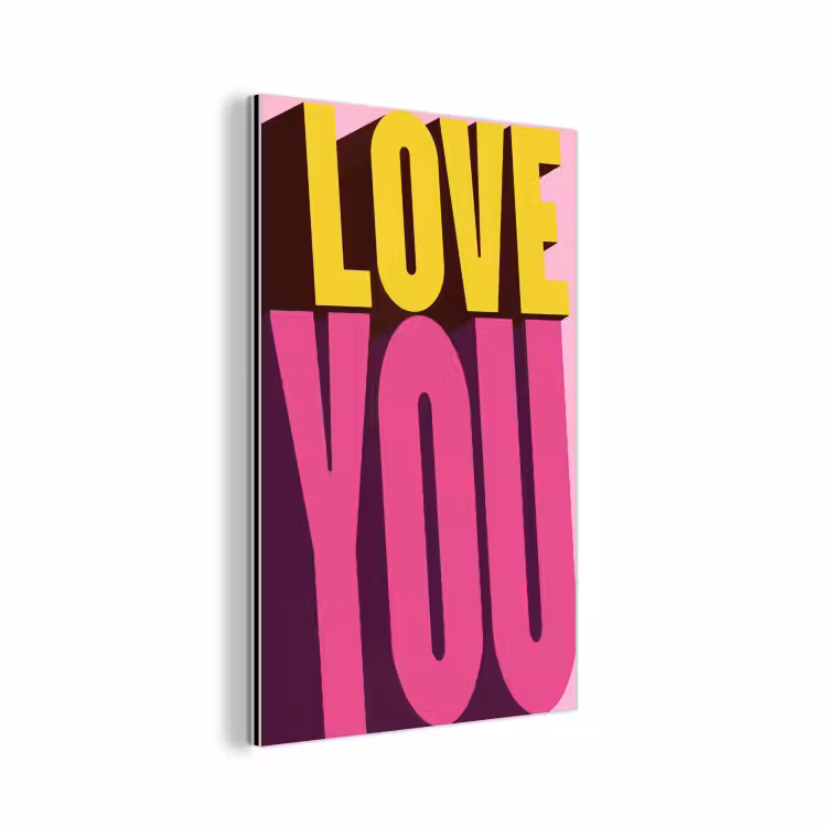 Aluminium schilderij - Love - Tekst - Roze - Valentijn — 1