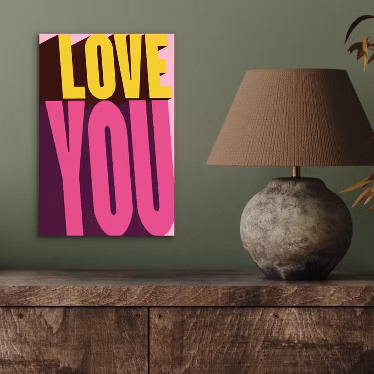 Aluminium schilderij - Love - Tekst - Roze - Valentijn — 3