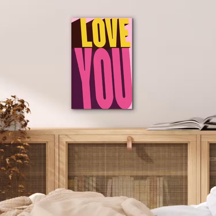 Aluminium schilderij - Love - Tekst - Roze - Valentijn — 4