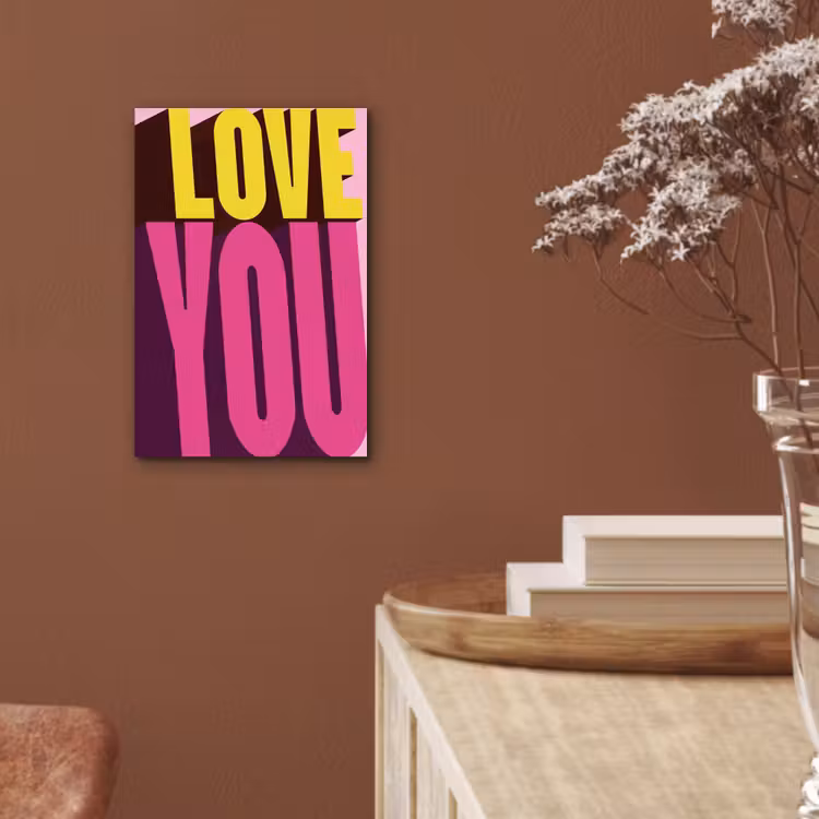 Aluminium schilderij - Love - Tekst - Roze - Valentijn — 5