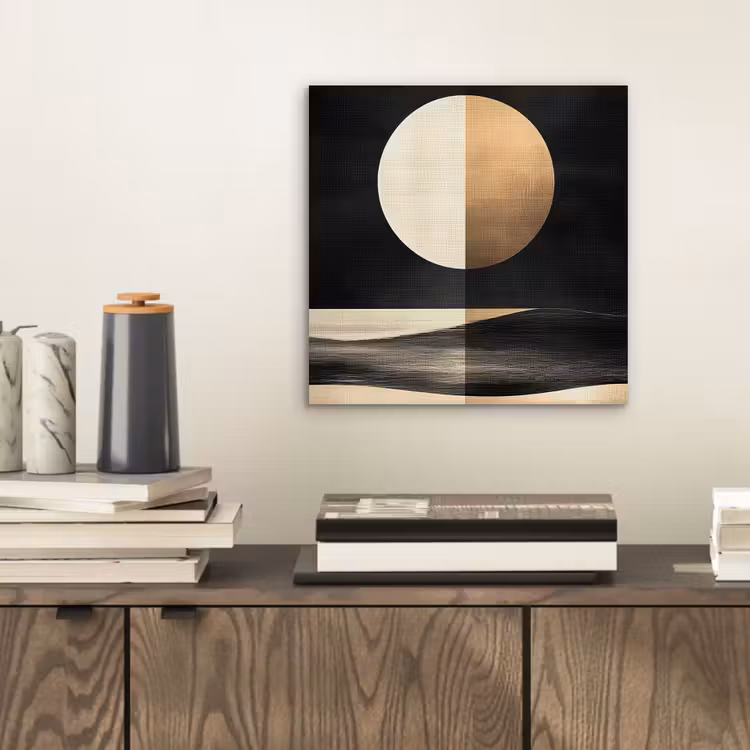 Aluminium schilderij - Maan - Cirkel - Goud — 2