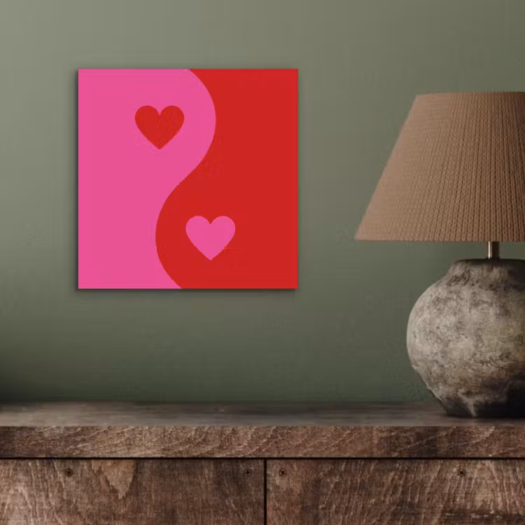 Aluminium schilderij - Minimalistisch - Rood - Roze - Hartjes — 3