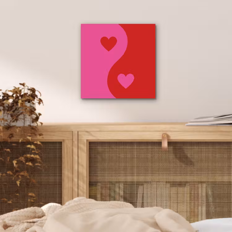 Aluminium schilderij - Minimalistisch - Rood - Roze - Hartjes — 4