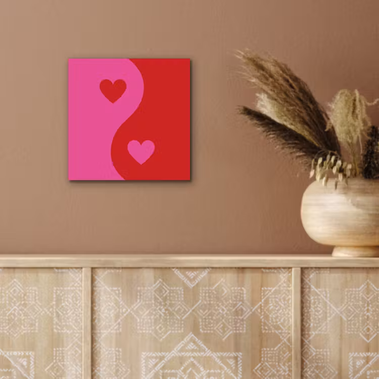 Aluminium schilderij - Minimalistisch - Rood - Roze - Hartjes — 5