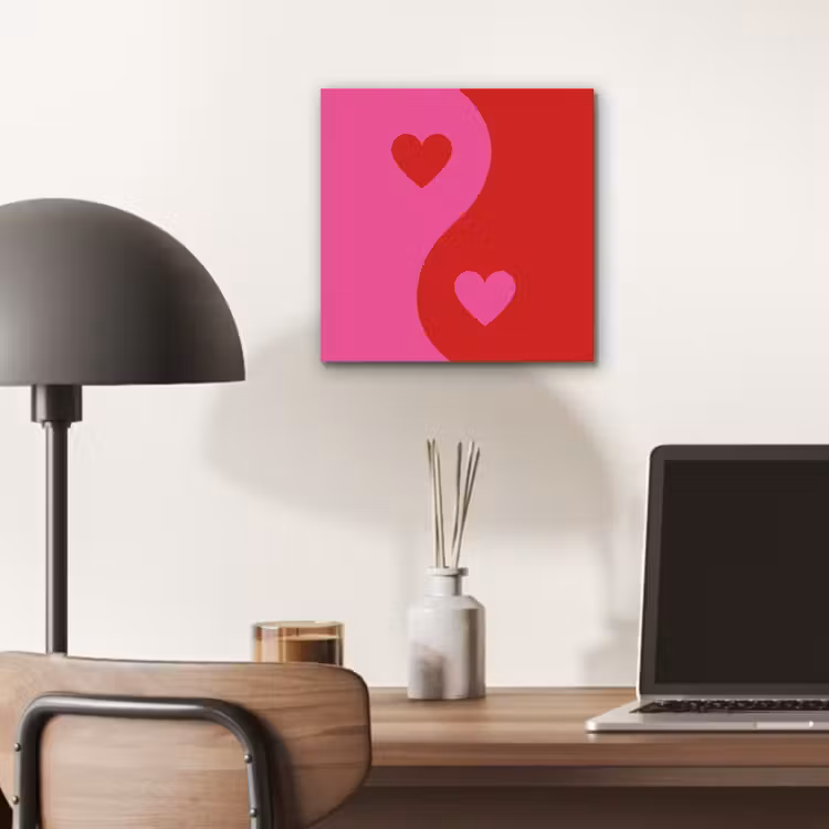 Aluminium schilderij - Minimalistisch - Rood - Roze - Hartjes — 6