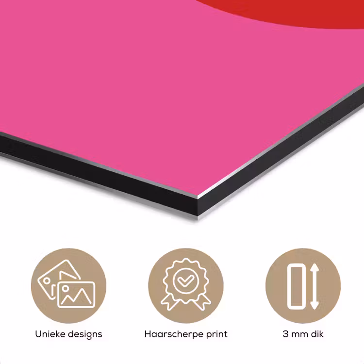 Aluminium schilderij - Minimalistisch - Rood - Roze - Hartjes — 7