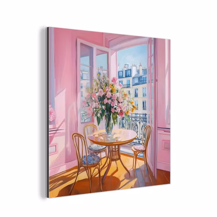 Aluminium schilderij - Pink - City - Bloemen — 1