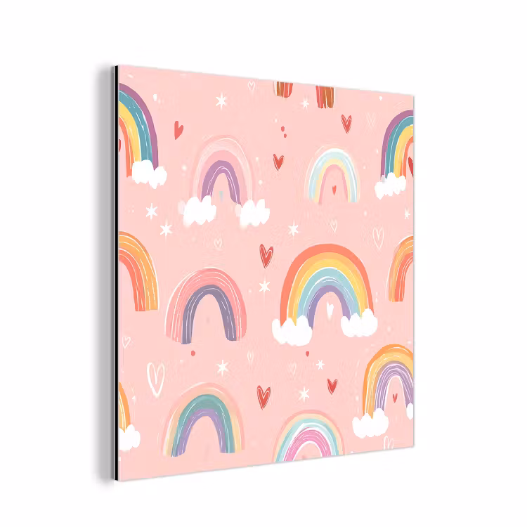 Aluminium schilderij - Regenboog - Patroon - Pastel — 1