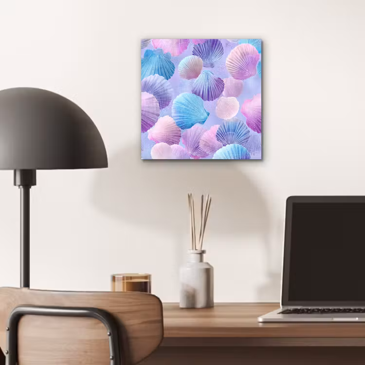 Aluminium schilderij - Schelpen - Paars - Blauw - Patroon — 6