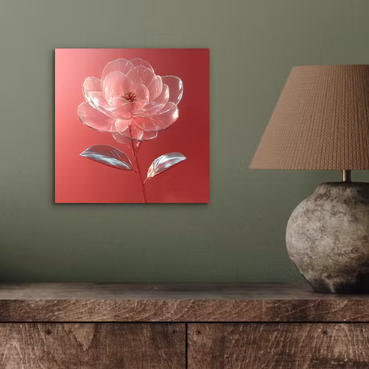 Aluminium schilderij - Sierlijk - Bloem - Roze - Glazen — 3