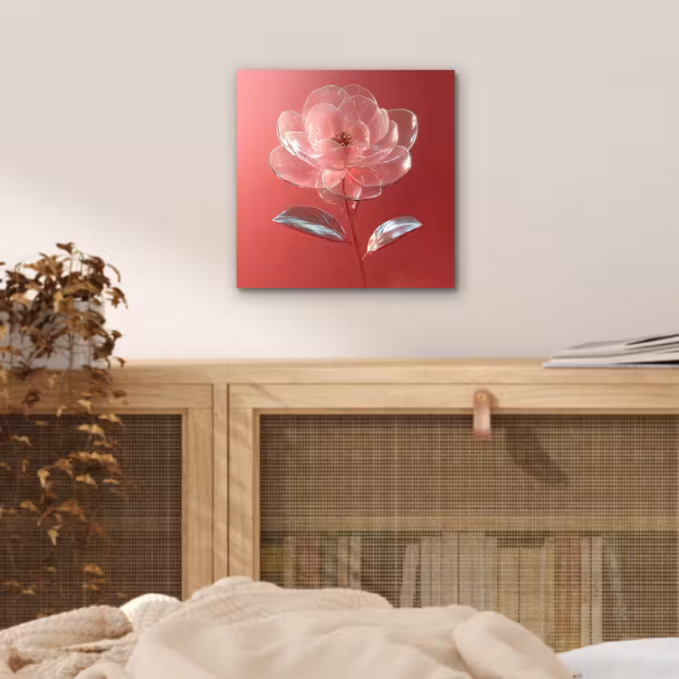 Aluminium schilderij - Sierlijk - Bloem - Roze - Glazen — 4