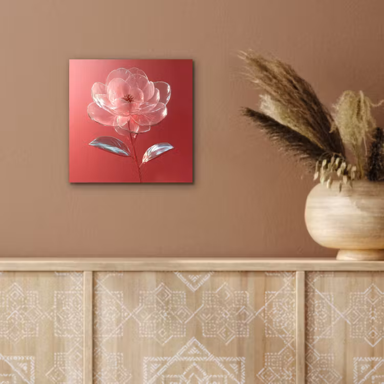 Aluminium schilderij - Sierlijk - Bloem - Roze - Glazen — 5