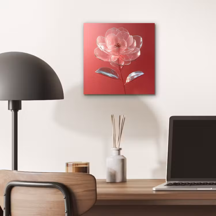 Aluminium schilderij - Sierlijk - Bloem - Roze - Glazen — 6