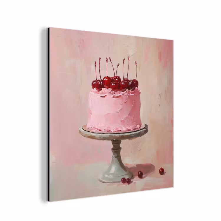Aluminium schilderij - Taart - Pink - Cherry — 1