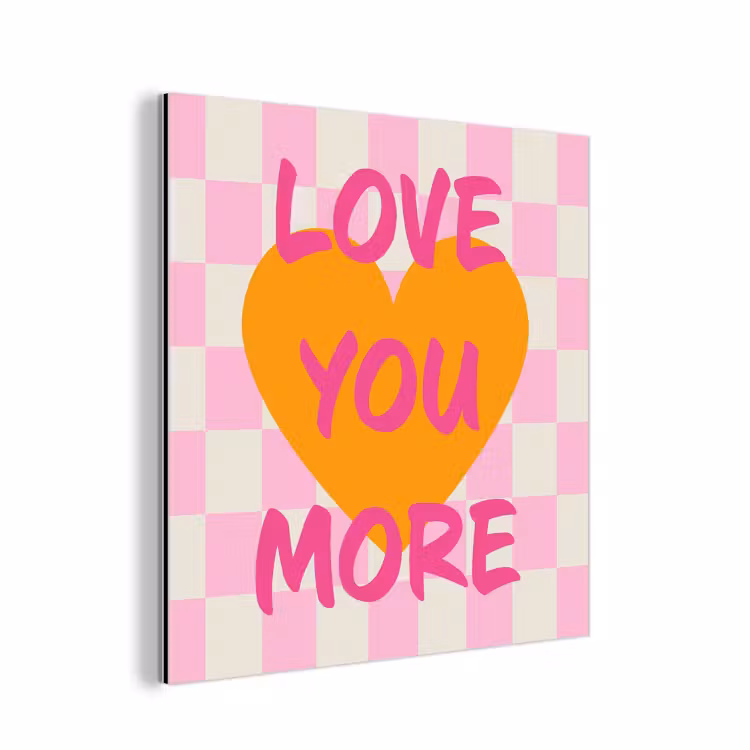 Aluminium schilderij - Valentijn - Love - Roze - Oranje — 1