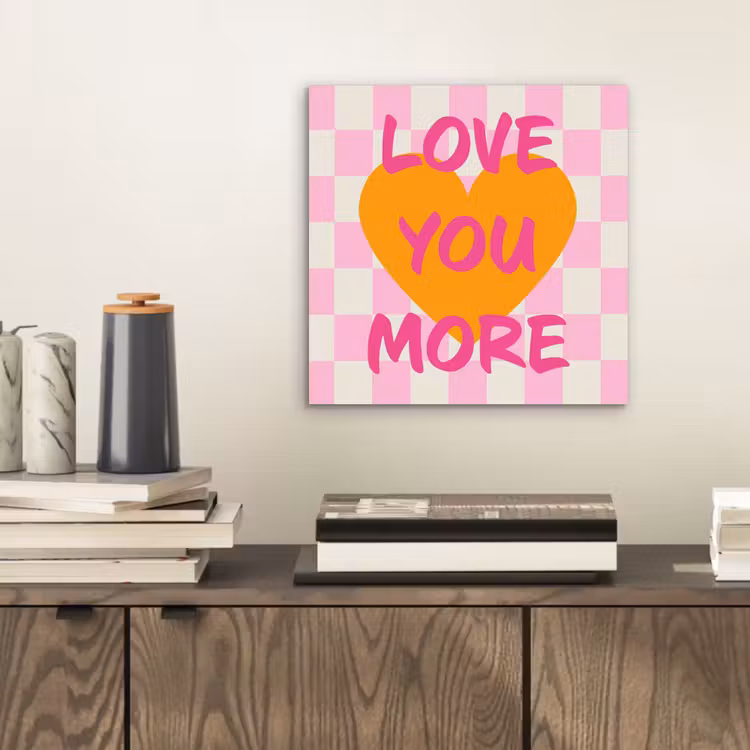 Aluminium schilderij - Valentijn - Love - Roze - Oranje — 2