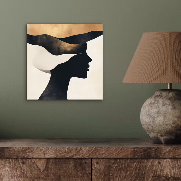 Aluminium schilderij - Vrouw - Golven - Zwart — 3