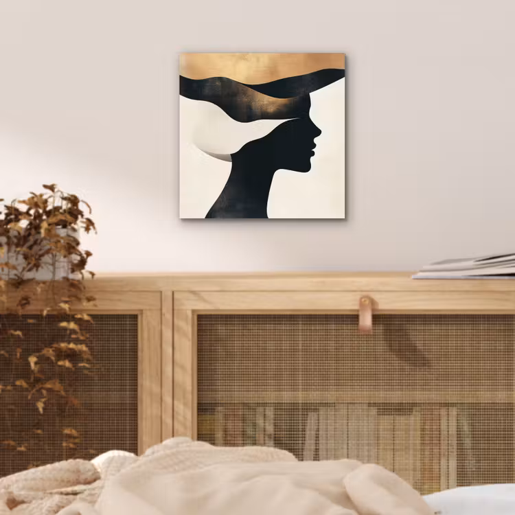 Aluminium schilderij - Vrouw - Golven - Zwart — 4