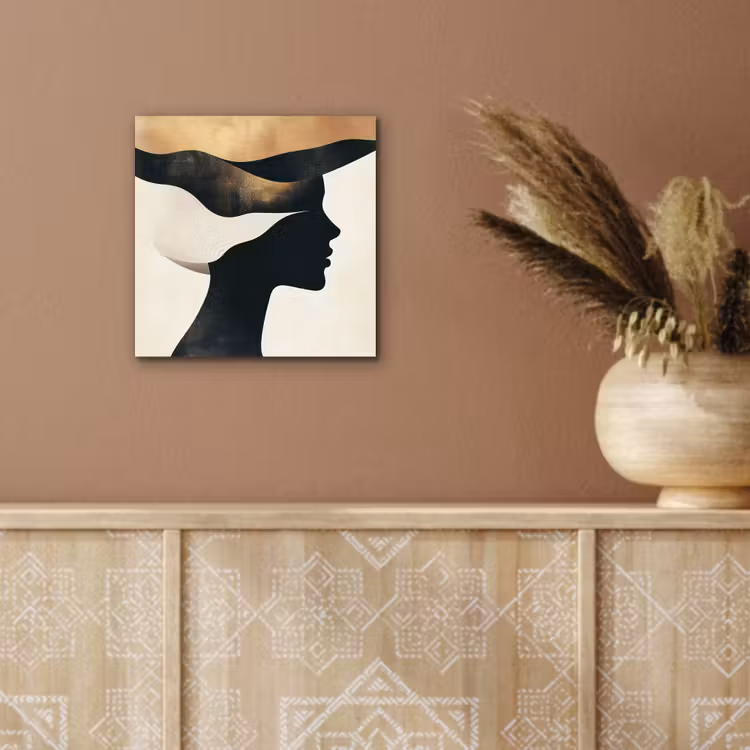 Aluminium schilderij - Vrouw - Golven - Zwart — 5