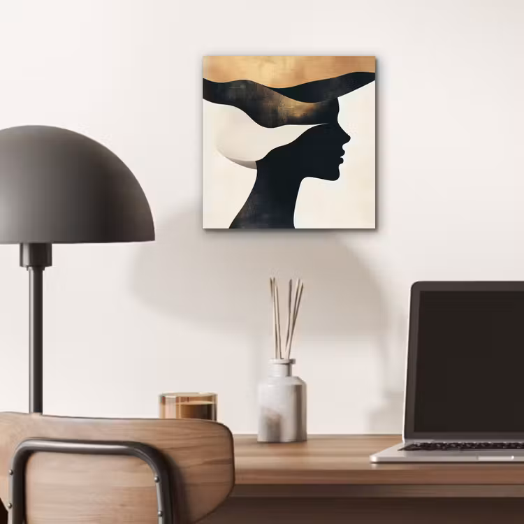 Aluminium schilderij - Vrouw - Golven - Zwart — 6