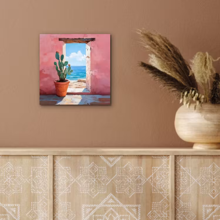 Aluminium schilderij - Zee - Roze - Cactus — 5