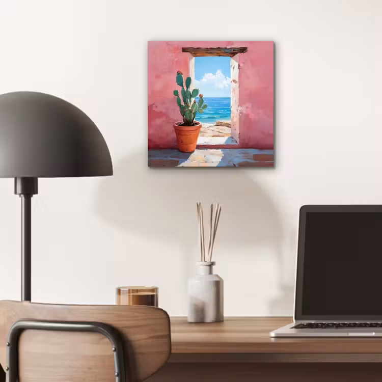 Aluminium schilderij - Zee - Roze - Cactus — 6