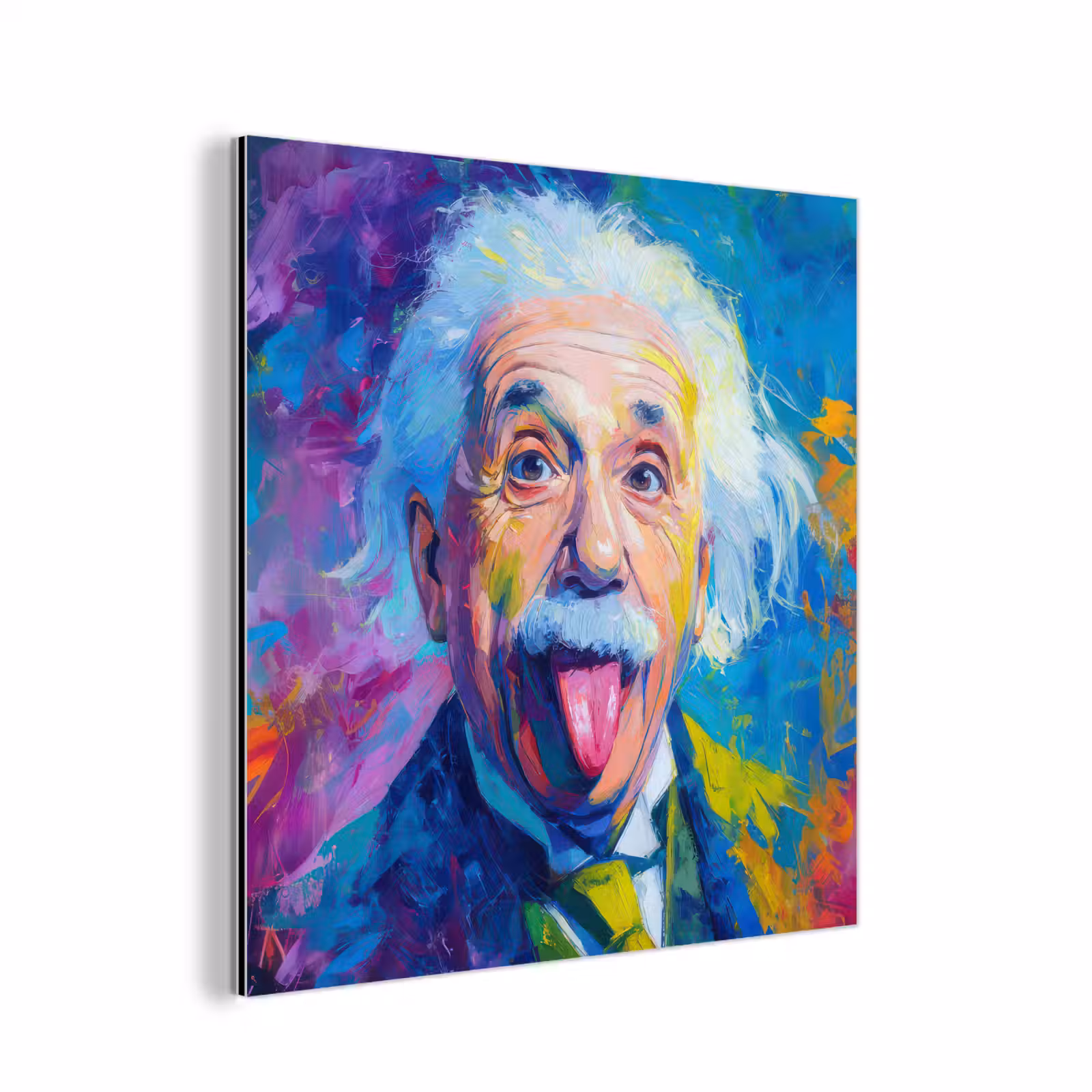 Aluminium schilderij - Oude man - Expressief - Kleurrijk — 1