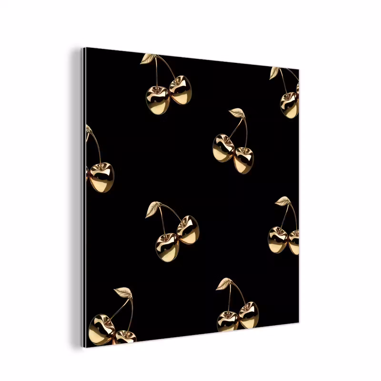 Aluminium schilderij - Patroon - Kersen - Goud - Chrome — 1