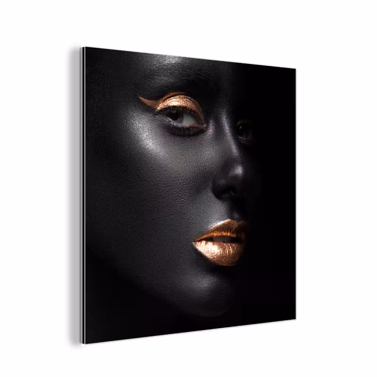 Aluminium schilderij - Vrouw - Make-up - Koper - Zwart — 1
