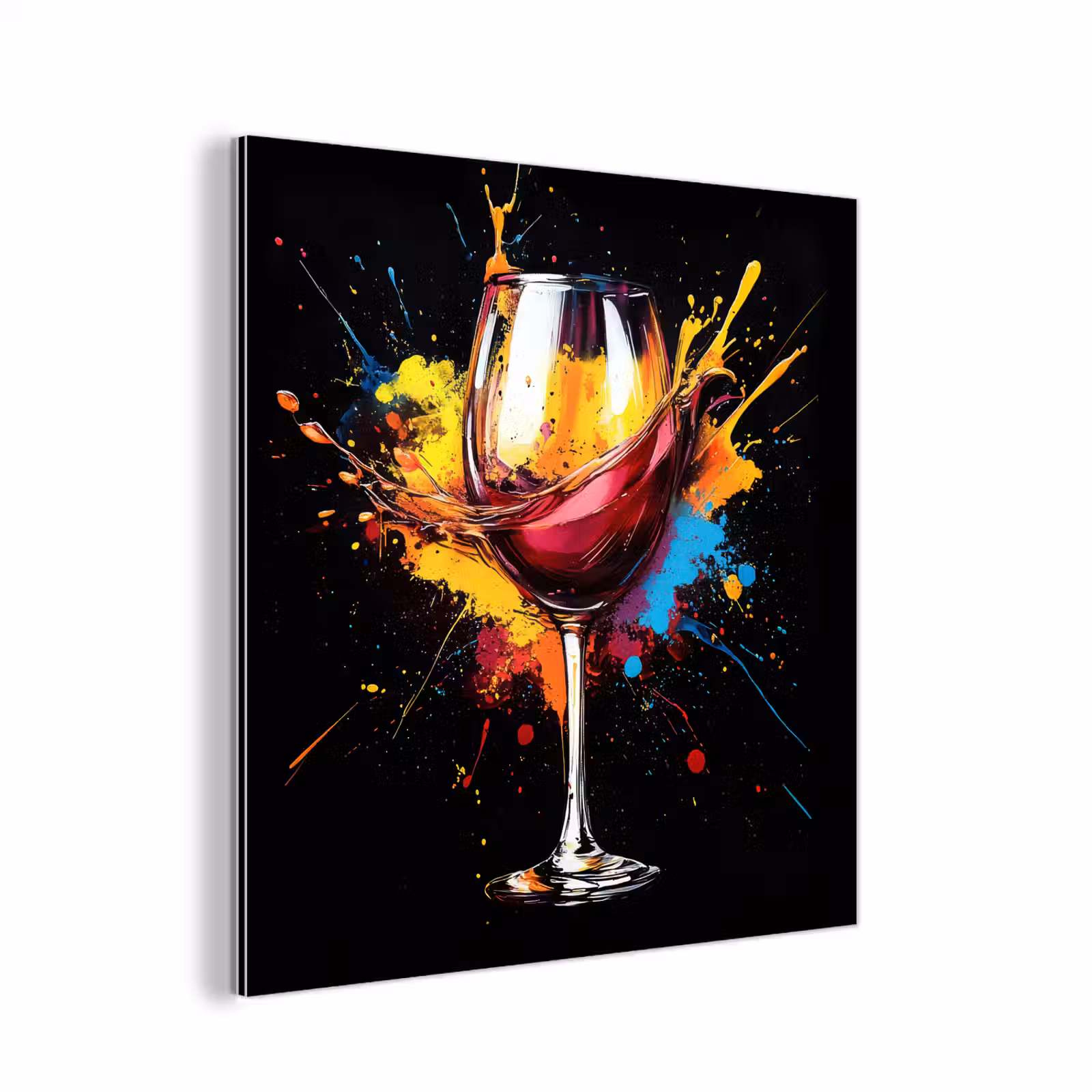 Aluminium schilderij - Wijn - Glas - Graffiti - Borrel - Rood - Verf — 1
