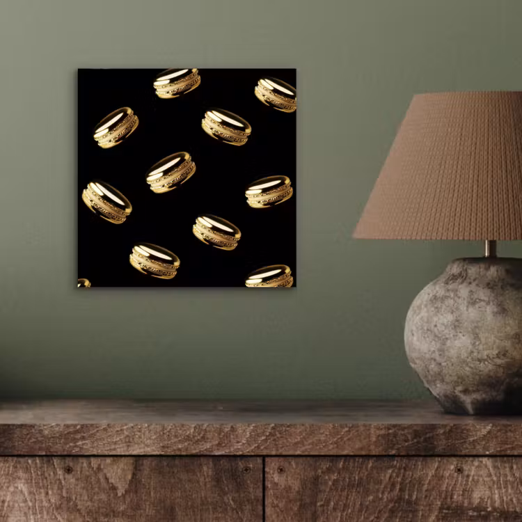 Aluminium schilderij - Macarons - Patroon - Goud - Zwart — 3