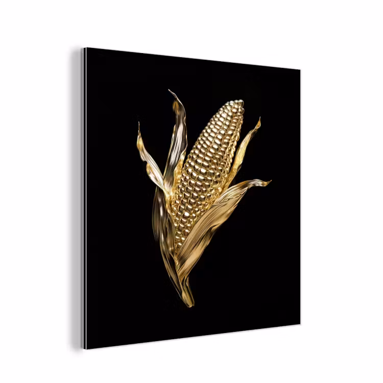 Aluminium schilderij - Mais - Eten - Goud - Zwart — 1