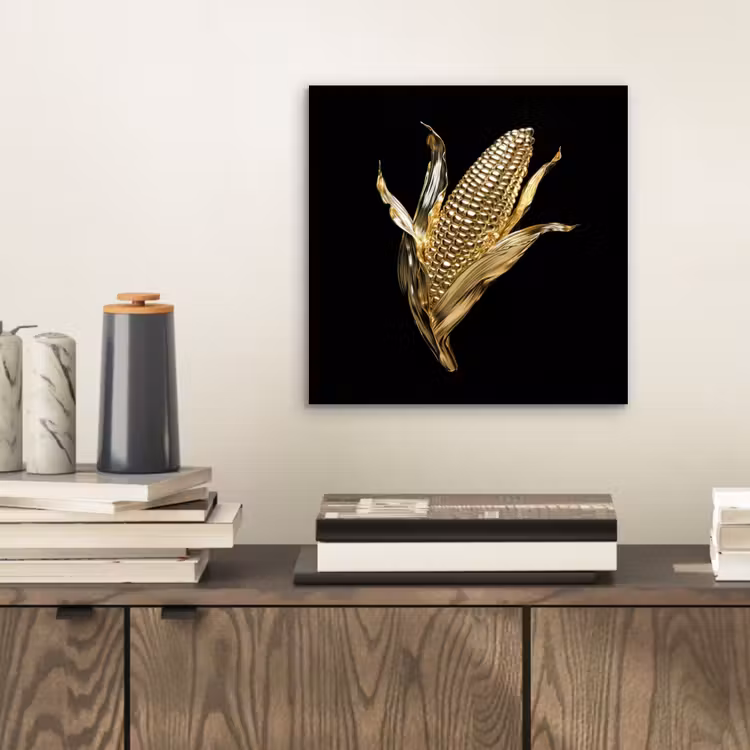 Aluminium schilderij - Mais - Eten - Goud - Zwart — 2