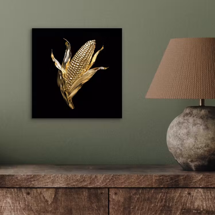 Aluminium schilderij - Mais - Eten - Goud - Zwart — 3